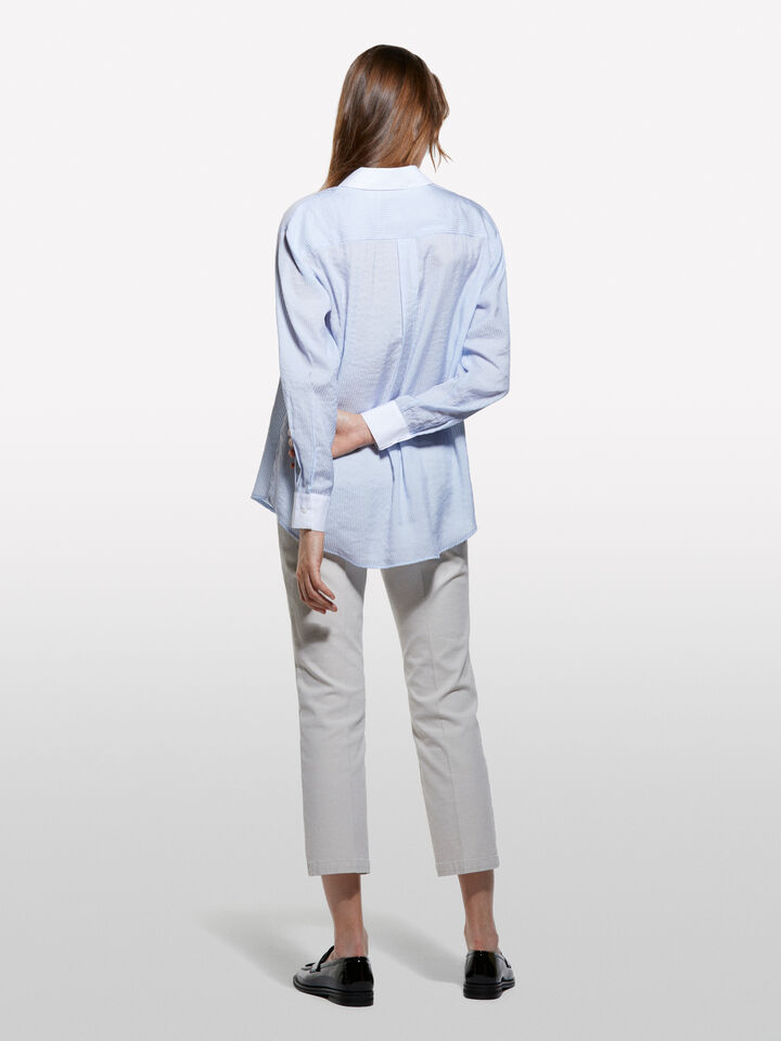 Light blue striped comfort fit shirt - women's shirts - Light Blue | Sisley image number 2